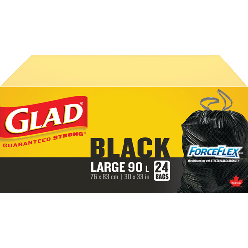 90L Garbage Bags, Regular, 30" W x 33" L, Black Cantin et fils