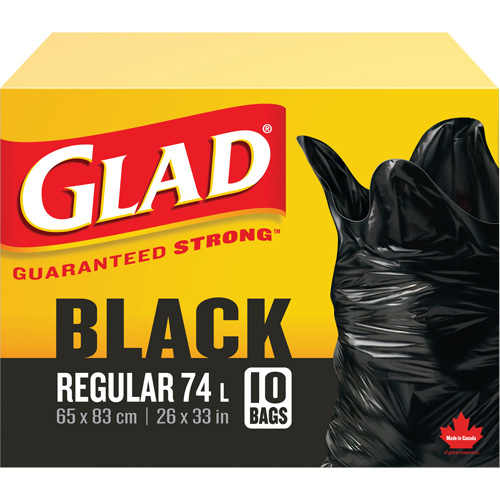 74L Garbage Bags, Regular, 26" W x 33" L, Black Cantin et fils