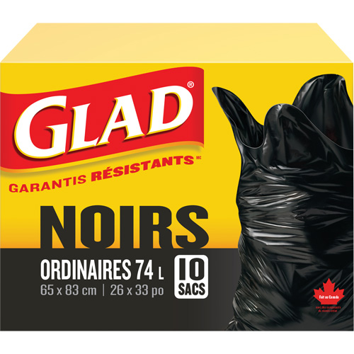 74L Garbage Bags, Regular, 26" W x 33" L, Black Cantin et fils