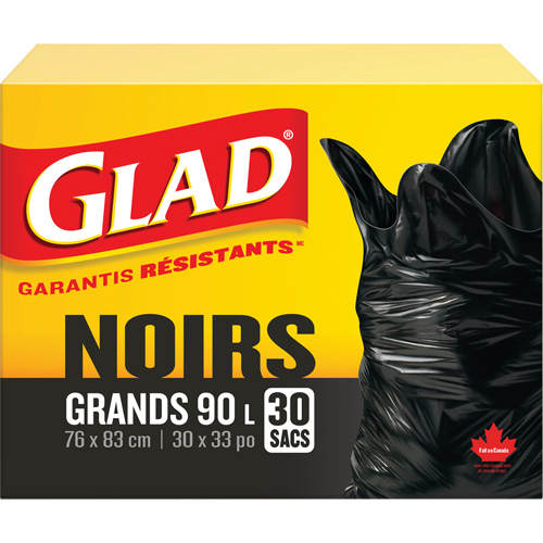 Sacs &agrave; ordures 90 L, R&eacute;gulier, 30" la x 33" lo, Noir Cantin et fils