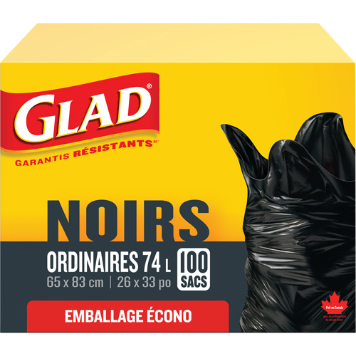 74L Garbage Bags, Regular, 26" W x 33" L, Black Cantin et fils