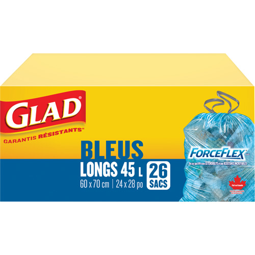 45L Recycling Bags, Regular, 24" W x 28" L, Blue Cantin et fils