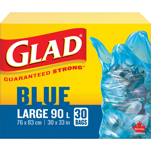 45L Recycling Bags, Regular, 30" W x 33" L, Blue Cantin et fils