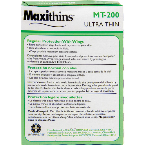 Serviettes Maxi Maxithins ultra minces avec ailes Cantin et fils