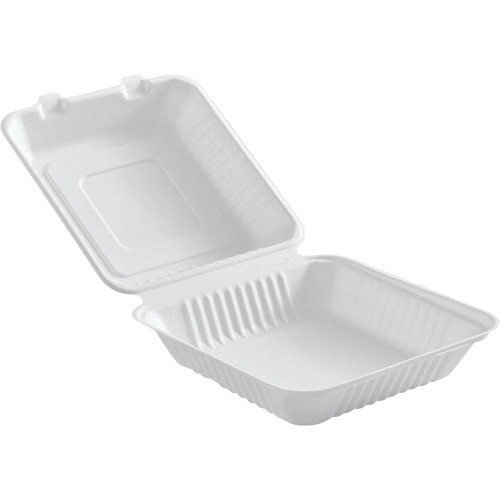 Compostable Hinged Food Containers, Bagasse, Square Cantin et fils