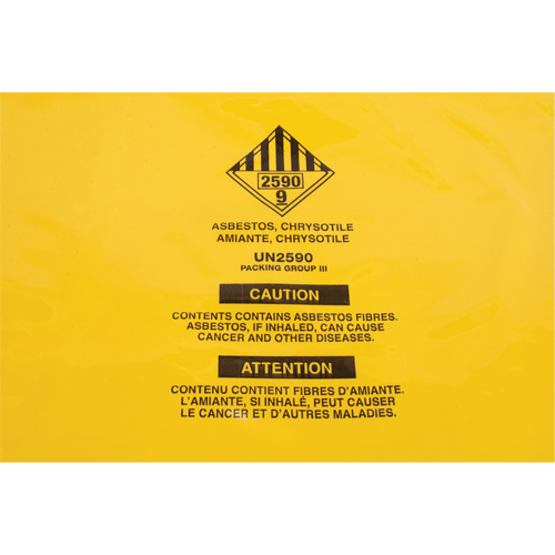 Doublures pour d&eacute;chets dangereux, Amiante, 40" lo x 35" la, 3 mils Cantin et fils