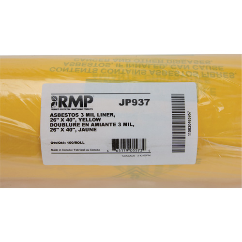 Doublures pour d&eacute;chets dangereux, Amiante, 40" lo x 26" la, 3 mils Cantin et fils