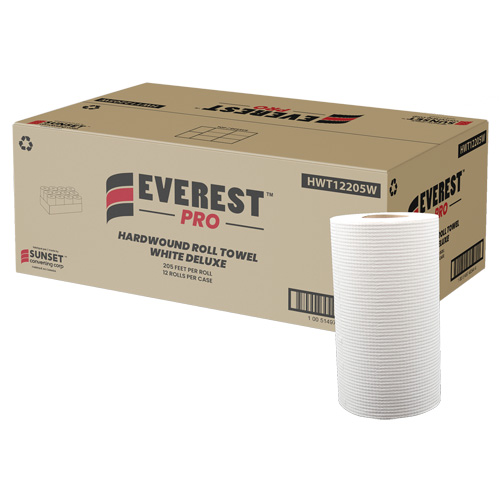 Essuie-mains en rouleaux blancs de luxe, 1 pli, D&eacute;rouler par le centre, 205' lo Cantin et fils