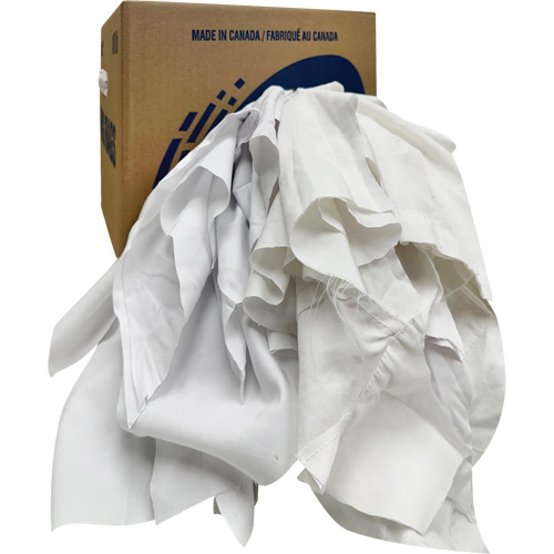 Recycled Wiping Rags, Cotton, White, 10 lbs. Cantin et fils