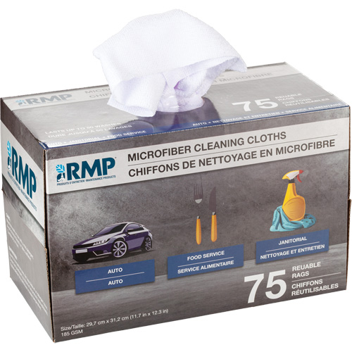 Washable Cleaning Cloths, Microfibre, White Cantin et fils