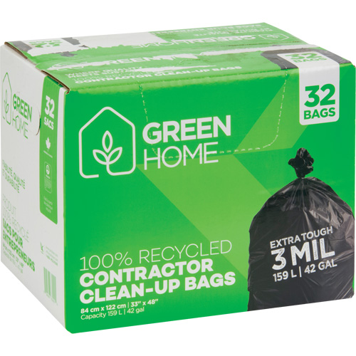 Sacs &agrave; ordures Green Home, Fort, 33" la x 48" lo, 3 mils, Noir, Capacit&eacute; 159 L (42 gal.) Cantin et fils