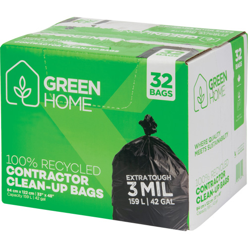 Sacs &agrave; ordures Green Home, Fort, 33" la x 48" lo, 3 mils, Noir, Capacit&eacute; 159 L (42 gal.) Cantin et fils