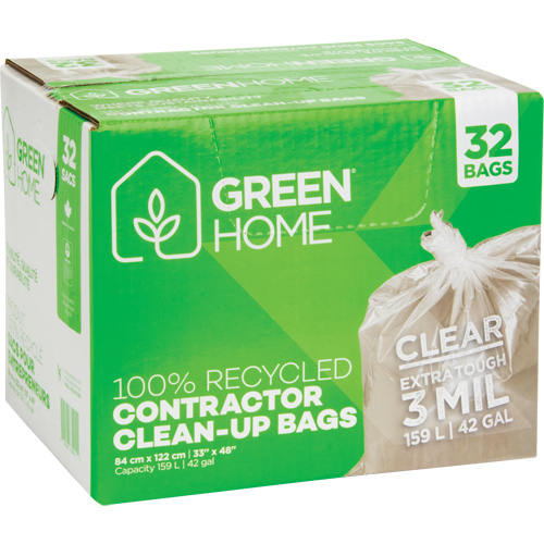 Sacs &agrave; ordures Green Home, Fort, 33" la x 48" lo, 3 mils, Transparent, Capacit&eacute; 159 L (42 gal.) Cantin et fils