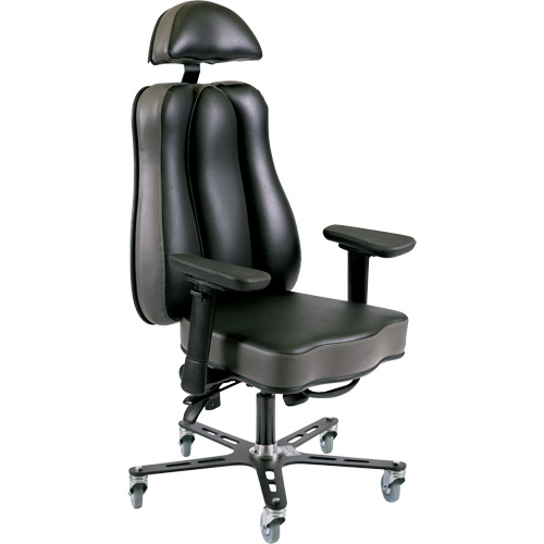 Chaise ergonomique 24 h Synergo II, Vinyle, Noir/gris, Capacit&eacute; 350 lb Cantin et fils