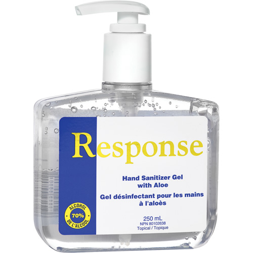 Response&reg; Hand Sanitizer Gel with Aloe, 250 ml, Pump Bottle, 70% Alcohol Cantin et fils