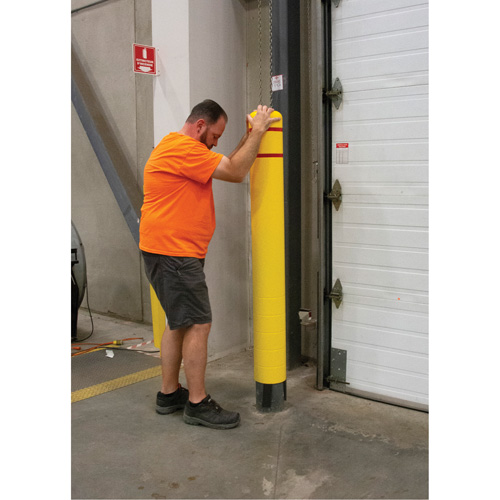 Polyethylene Bollard Cover, 4-1/2" Dia. x 64" L, Red/Yellow Cantin et fils