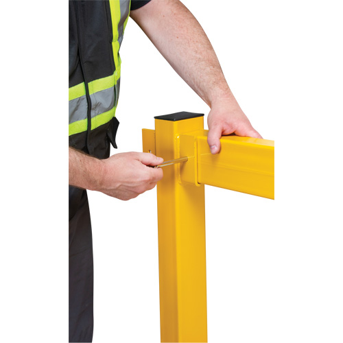 Corner Post for Light-Duty Guard Rails, Steel, 42" H, Safety Yellow Cantin et fils
