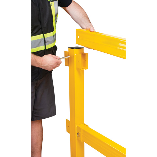 Corner Post for Light-Duty Guard Rails, Steel, 42" H, Safety Yellow Cantin et fils