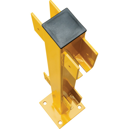 Poteau en ligne pour garde-corps l&eacute;gers, Acier, 42" h, Jaune s&eacute;curit&eacute; OSHA Cantin et fils
