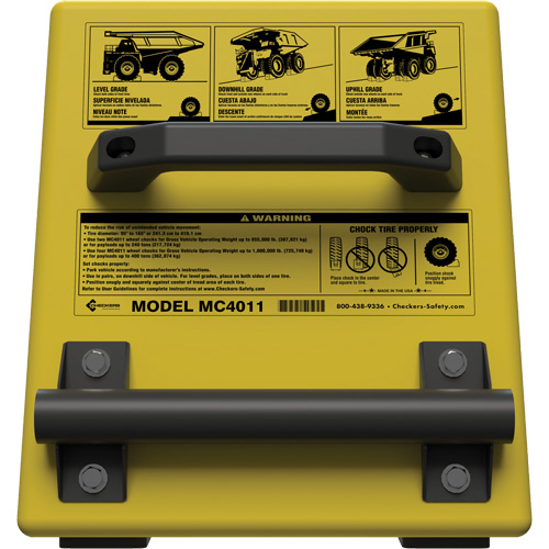 Cale de roue ultra-robuste pour l'exploitation mini&egrave;re Checkers Safety, PEHD, Jaune, 14-1/2" la x 17-1/2" p x 16" h Cantin et fils