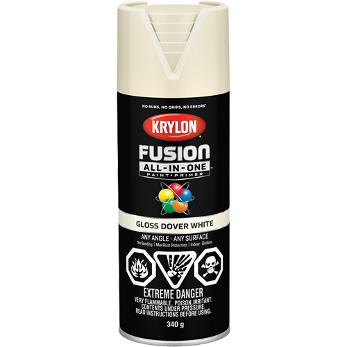 Peinture &agrave; pulv&eacute;riser tout en un Fusion, Blanc Dover, Brillant, 12 oz, Canette a&eacute;rosol Cantin et fils