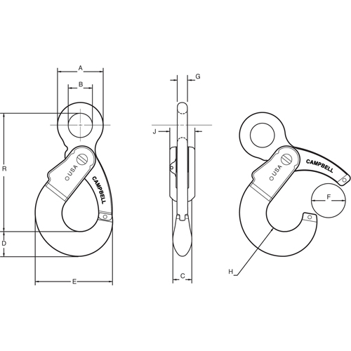 Alloy Steel Eye-Type Self-Locking Hooks Cantin et fils