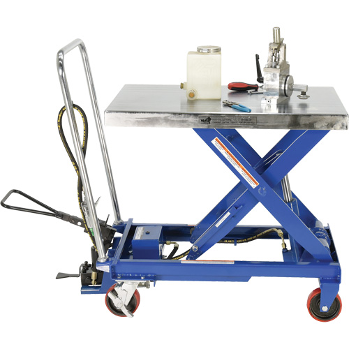 Pneumatic Hydraulic Scissor Lift Table, Steel, 32-1/2" L x 19-3/4" W, 1000 lbs. Cap. Cantin et fils