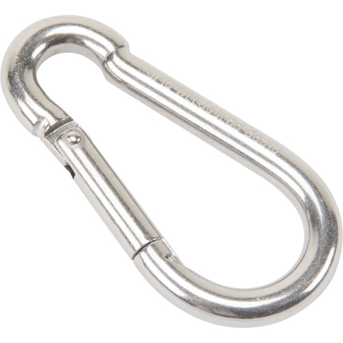 Mousqueton en acier inoxydable, 500 lb (0,25 tonne) Charge d'utilisation max., 5/16" Taille, 1/2" Oeil Cantin et fils