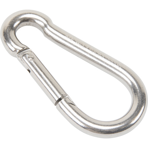 Mousqueton en acier inoxydable, 770 lb (0,385 tonne) Charge d'utilisation max., 3/8" Taille, 5/8" Oeil Cantin et fils