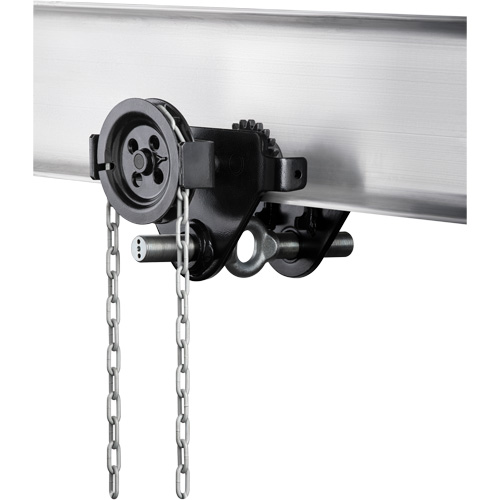 HTG Geared Clevis Trolley, 4409 lbs. (2 tons) Capacity, 2-39/64" - 8-43/64" Cantin et fils