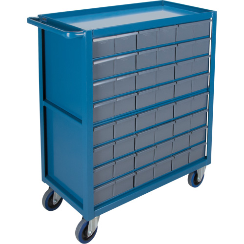 Chariot &agrave; tablette avec tiroir, 1200 lb Capacit&eacute;, Acier, 18" x la, 35" x ha, 36" p, Roues en Caoutchouc, Enti&egrave;rement soud&eacute;, 48 tirroirs Cantin et fils