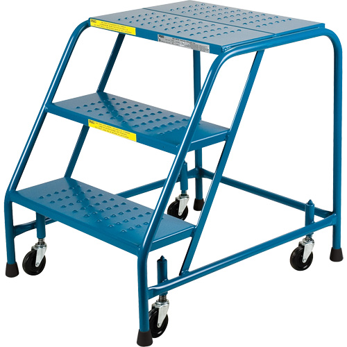 CSA-Certified Rolling Step Ladder, 3 Steps, 22" Step Width, 28" Platform Height, Steel Cantin et fils