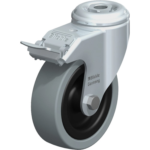 Light-Duty Caster, Swivel with Brake, 4" (101.6 mm), Solid Rubber, 242 lbs. (110 kg.) Cantin et fils
