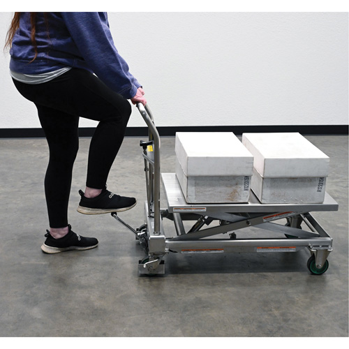 Hydraulic Scissor Lift Table, 31-1/2" L x 19-1/2" W, Stainless Steel, 550 lbs. Capacity Cantin et fils
