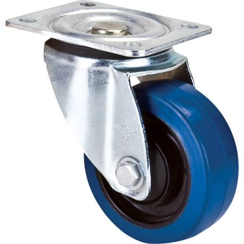 Blue Caster, Swivel, 4" (101.6 mm), Rubber, 350 lbs. (158.8 kg.) Cantin et fils