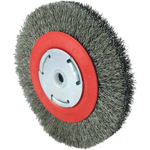 101F-2M Crimped Wire Brush, 6" Dia., 0.014" Fill, 1/2" - 2" Arbor Cantin et fils