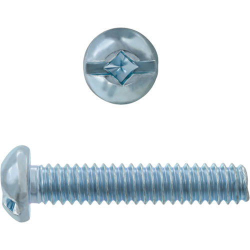Round Square/Slot HD Machine Screws, #6 x 3" L, Zinc Plated Cantin et fils