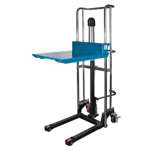 Gerbeur hydraulique &agrave; plateforme, M&eacute;canisme Pompe au pied, Capacit&eacute; de 880 lb, Levage max de 60" Cantin et fils