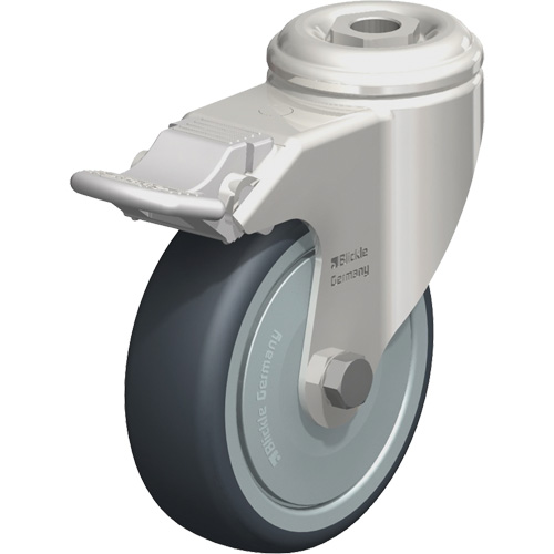 Roulette en &eacute;lastom&egrave;re thermoplastique acier inoxydable, Pivotant avec frein, Diam&egrave;tre 4" (102 mm), Capacit&eacute; 240 lb (108 kg) Cantin et fils