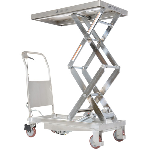 Manual Hydraulic Scissor Lift Table, 35-1/2" L x 20" W, Partial Stainless Steel, 800 lbs. Capacity Cantin et fils