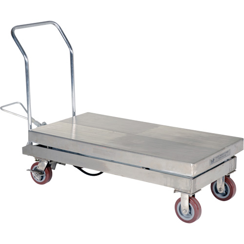 Table &eacute;l&eacute;vatrice hydraulique manuelle &agrave; ciseaux, 47" lo x 24" la, Partiellement en acier inoxydable, Capacit&eacute; 2000 lb Cantin et fils