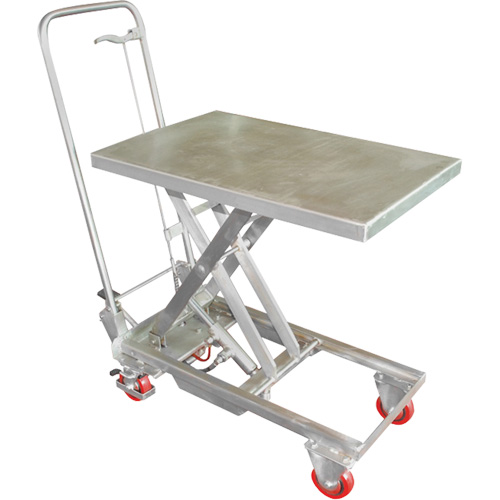 Table &eacute;l&eacute;vatrice hydraulique manuelle &agrave; ciseaux, 27-1/2" lo x 17-3/4" la, Acier inoxydable, Capacit&eacute; 200 lb Cantin et fils