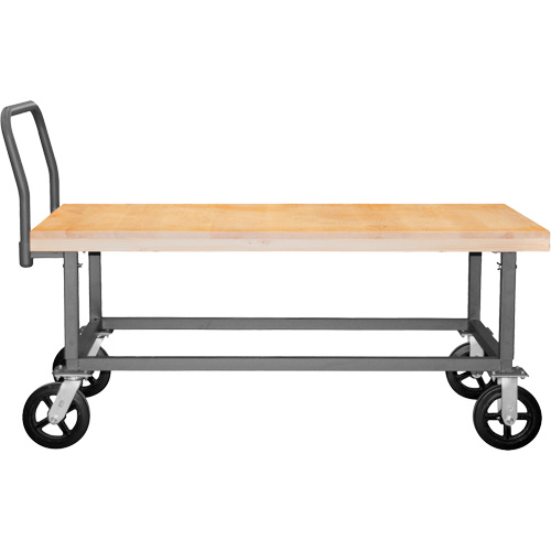 Adjustable Wood Deck Platform Truck, 48" L x 24" W, 1800 lbs. Capacity, Mold-on Rubber Casters Cantin et fils