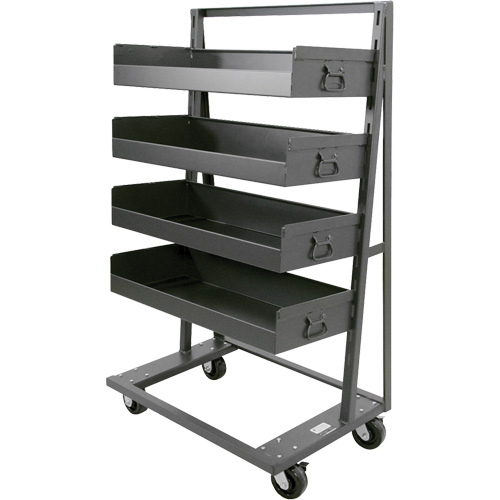 Single-Sided Heavy Duty A-Frame Cart with 4 Large Lipped Trays, 38" x 25" x 63", 2500 lbs. Capacity Cantin et fils