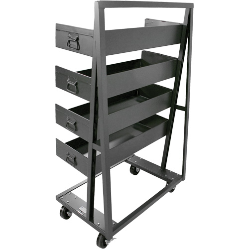 Single-Sided Heavy Duty A-Frame Cart with 4 Large Lipped Trays, 38" x 25" x 63", 2500 lbs. Capacity Cantin et fils