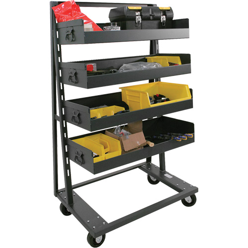 Single-Sided Heavy Duty A-Frame Cart with 4 Large Lipped Trays, 38" x 25" x 63", 2500 lbs. Capacity Cantin et fils