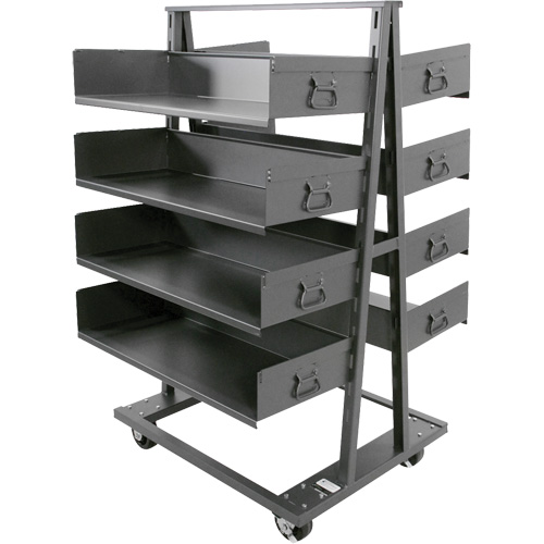 Double-Sided Heavy Duty A-Frame Cart with 8 Large Trays, 38" x 30" x 63", 2500 lbs. Capacity Cantin et fils
