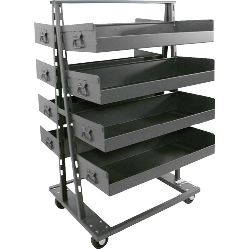 Double-Sided Heavy Duty A-Frame Cart with 8 Large Lipped Trays, 38" x 30" x 63", 2500 lbs. Capacity Cantin et fils