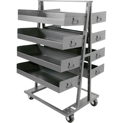 Double-Sided Heavy Duty A-Frame Cart with 8 Large Lipped Trays, 38" x 30" x 63", 2500 lbs. Capacity Cantin et fils