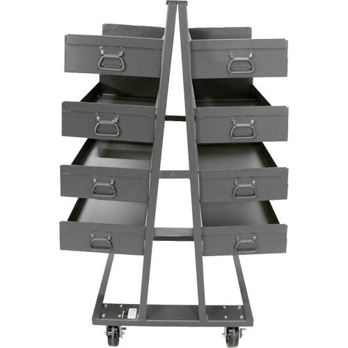 Double-Sided Heavy Duty A-Frame Cart with 8 Large Lipped Trays, 38" x 30" x 63", 2500 lbs. Capacity Cantin et fils